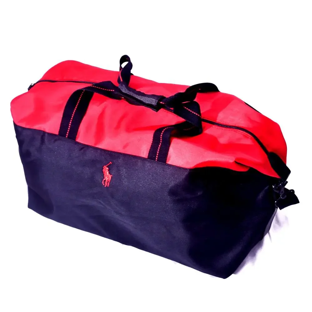 Polo Ralph Lauren Red Black Duffel Bag Travel Gym Weekender Shoulder Bag